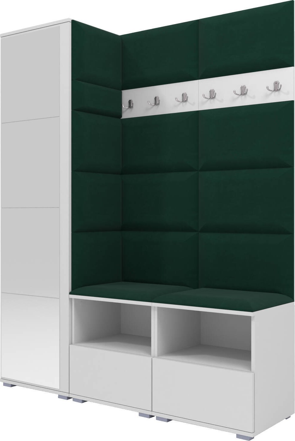 Ravio Tapicerowana garderoba Nela II z lustrem - kolor biały + tkanina Trinity 28