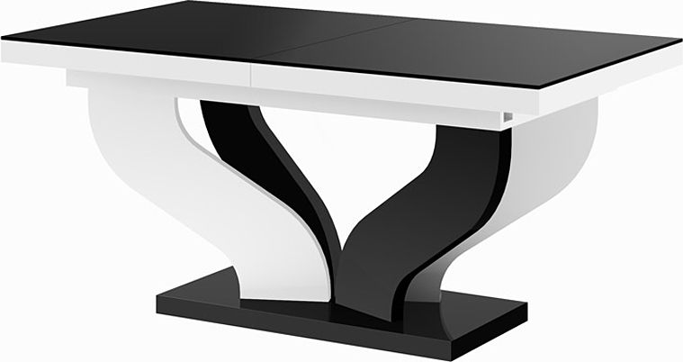 Elior Rozkładany stół czarno - biały połysk - Tutto