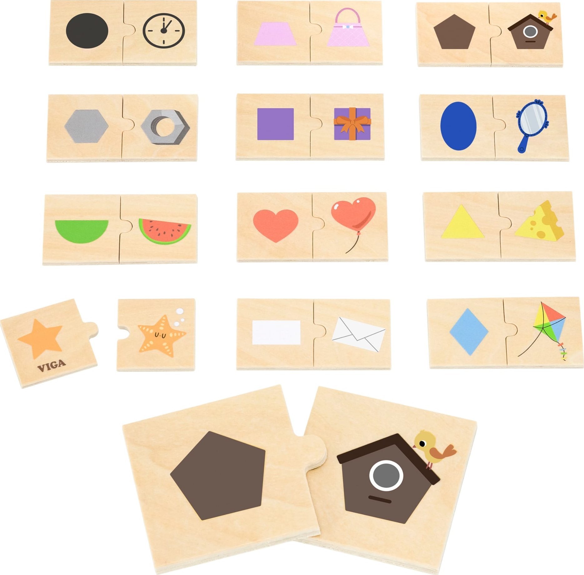 VIGA Zestaw Puzzle Łączenie Kształtów i Przedmiotów