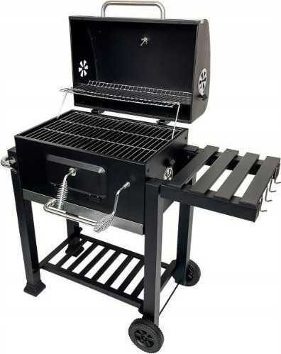 Luksusowy grill węglowy ogrodowy z półkami i termometr