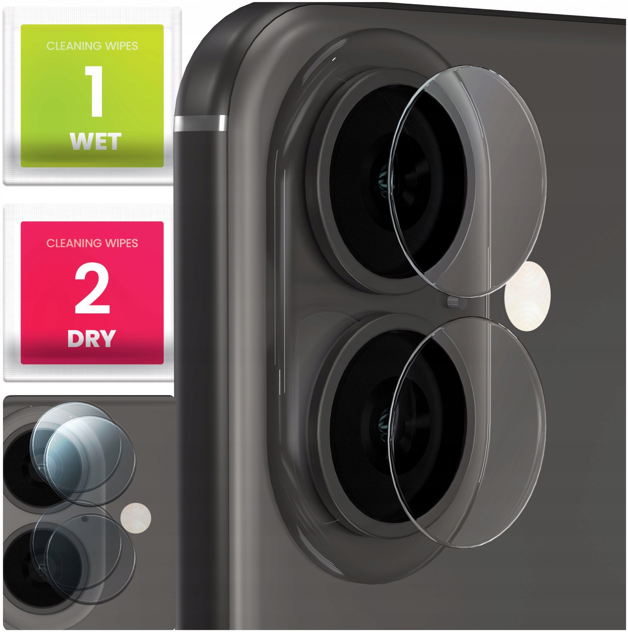 2-PAK Szkło Na Aparat Do Apple iPhone 16 / 16 Plus (Hartowane, Na Obiektyw)