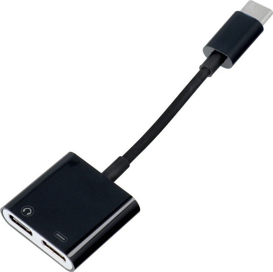 Adapter USB OEM Adapter AUX 2w1 Typ C (męski) do Typ C (żeński) / Typ C (żeński) BOX czarny [DAC]