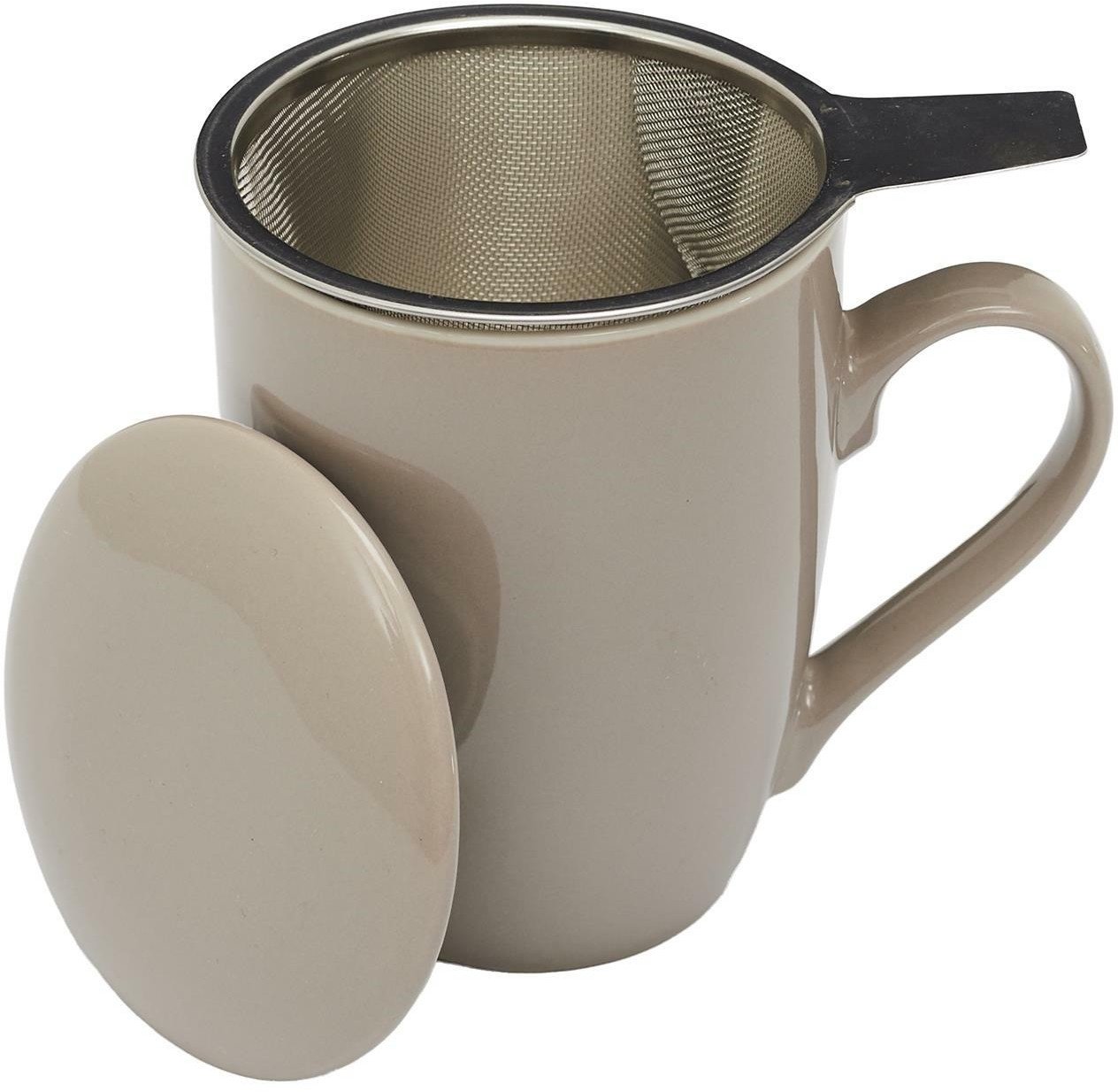 INTESI KUBEK MIRA BEŻOWY Z ZAPARZACZEM I POKRYWKĄ