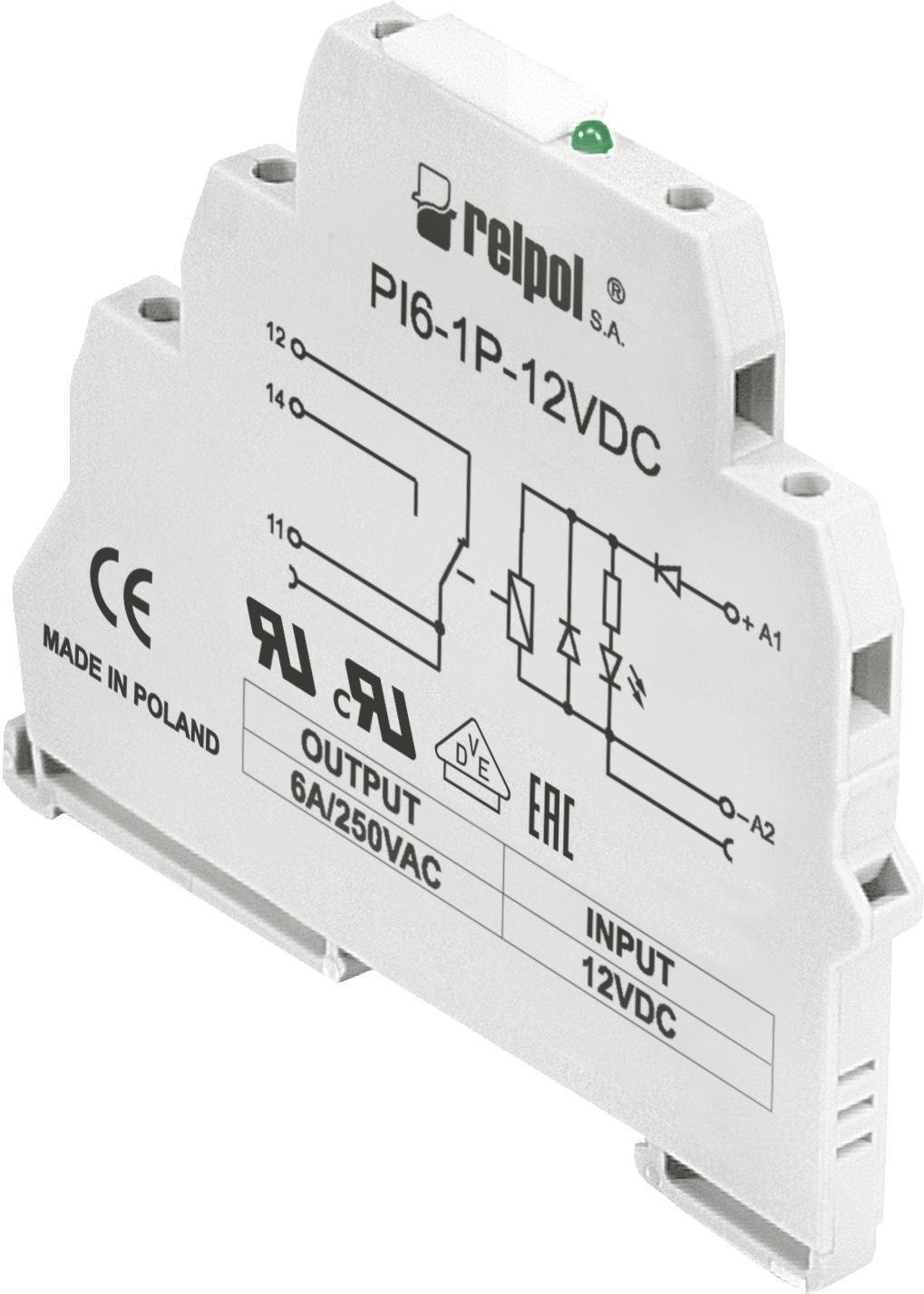 Przekaźnik interfejsowy 1P 6A 12V DC PI6-1P-12VDC 805700