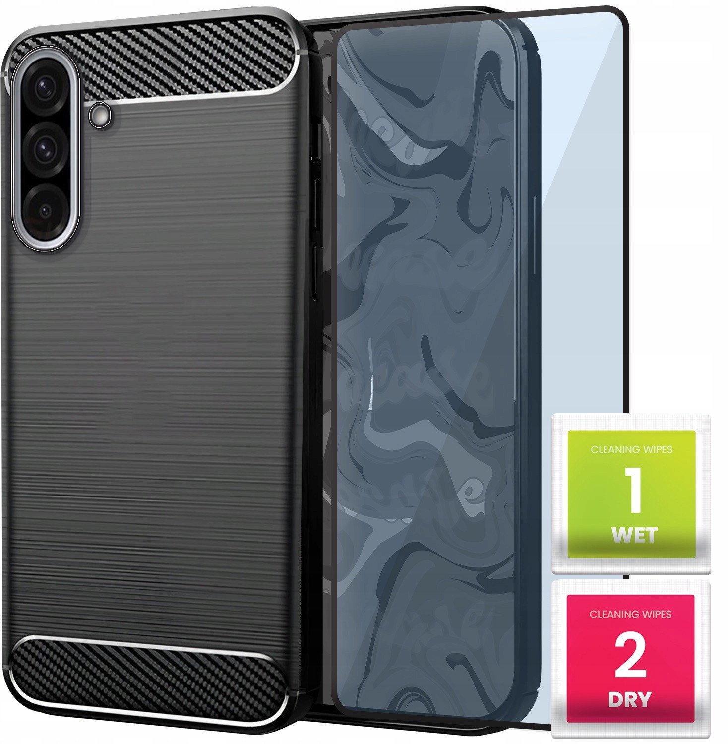 Etui do Samsung Galaxy A36 5G / A56 5G (Czarne, Pancerne, Karbon) Szkło