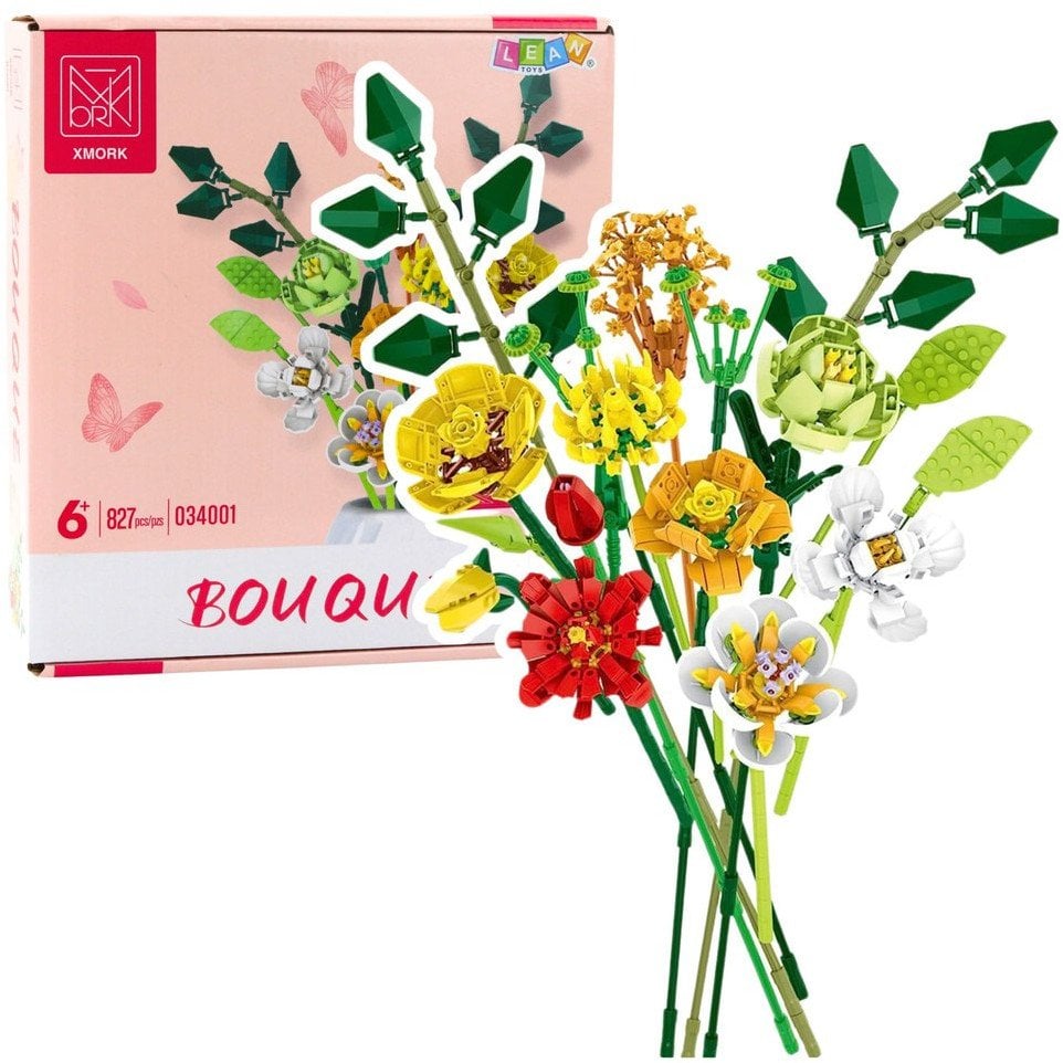 Klocki Konstrukcyjne Dekoracyjny Bukiet Kwiaty Kolorowe 827 el. LEAN Toys