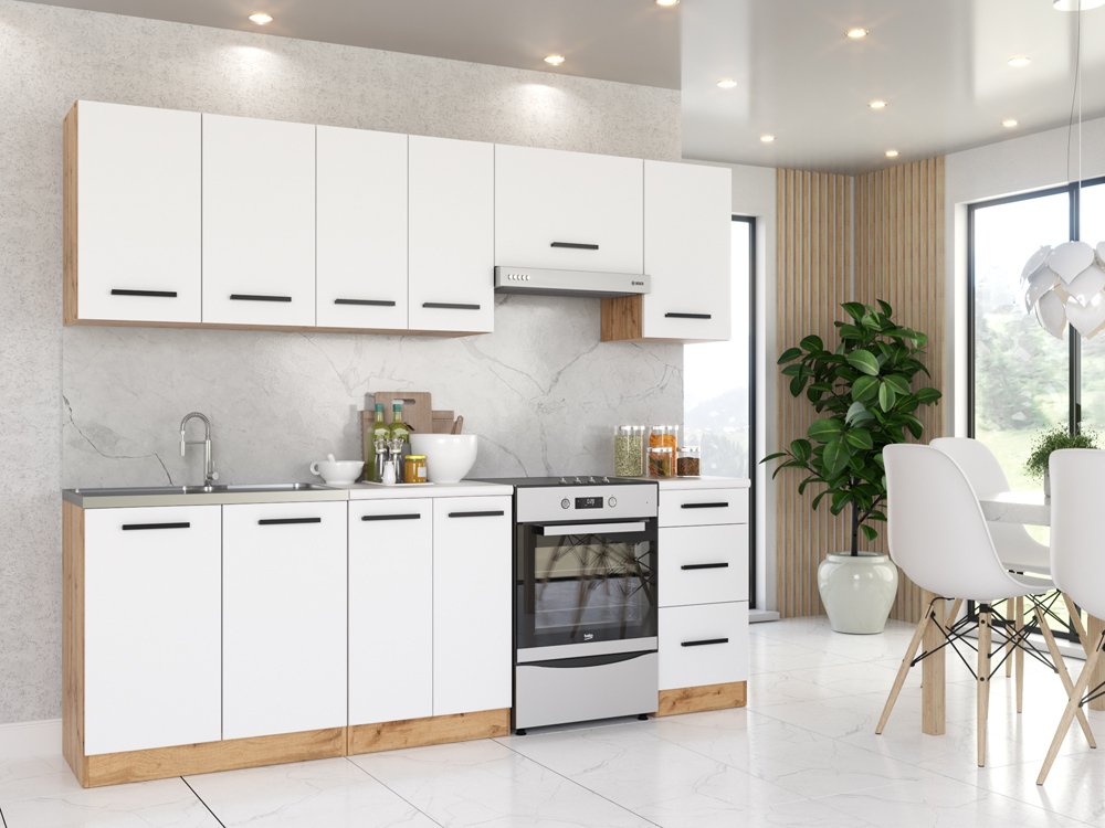 Kuchnia Mokka 2.4m Mała Modułowa Nowoczesna Biała San Sebastian Biała Mat