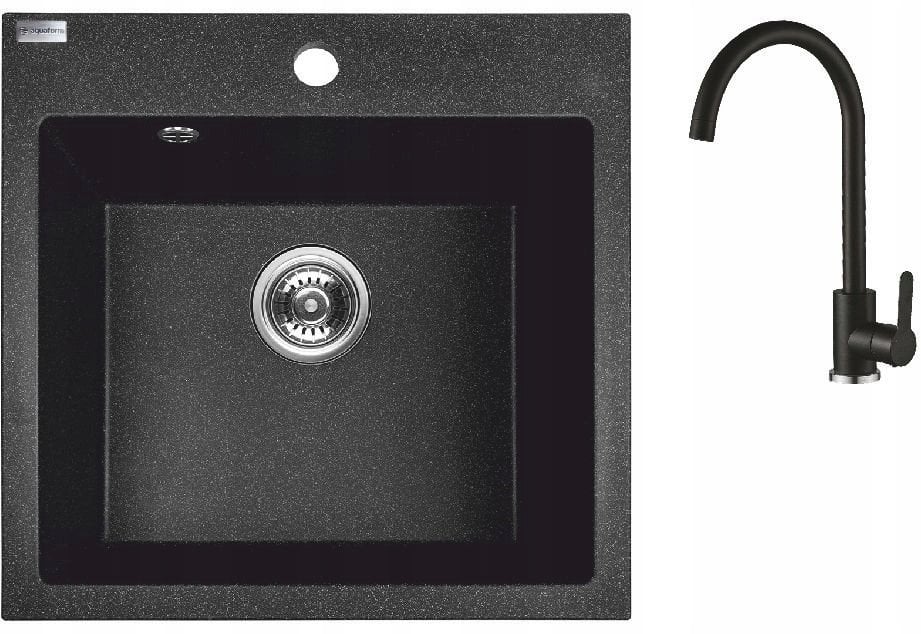 AQ.901-1001503 / AQUAFORM / MARANELLO SET / ZLEW GRANIT CZARNY 49X49CM , 1K , BATERIA , SYFON /