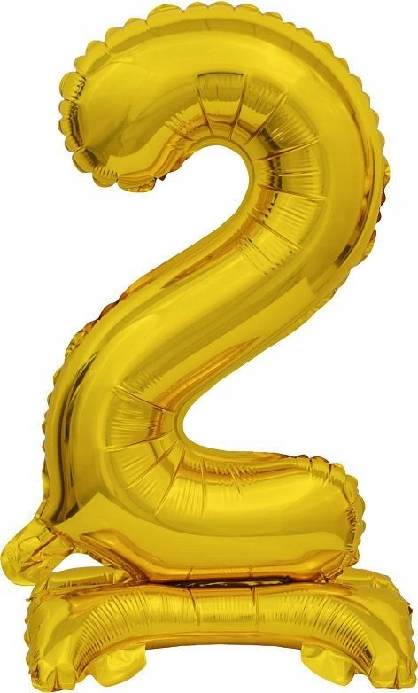 AMSCAN Balon foliowy mini cyfra 2 ze stopką złoto 22x40cm 9910070