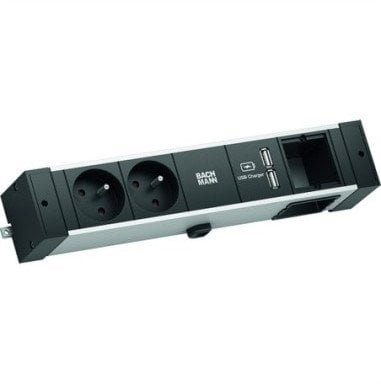 BACHMANN DESK RAIL 2xUTE 1xCM 1xUSB Charger 2.0m GST18