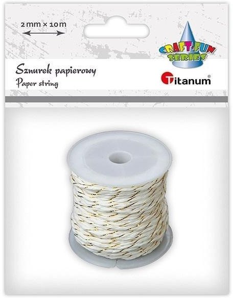 Sznurek papierowy 2mm 10m biało-złoty