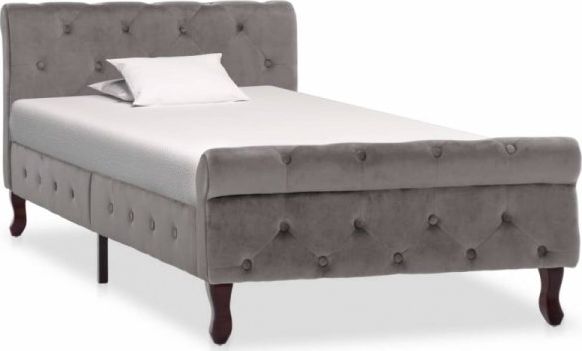 vidaXL Rama łóżka, szara, tapicerowana aksamitem, 90 x 200 cm