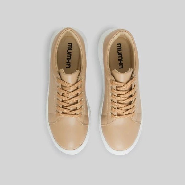 Mumka Shoes Sneakersy wegańskie na platformie gładkie cappuccino Mumka-41