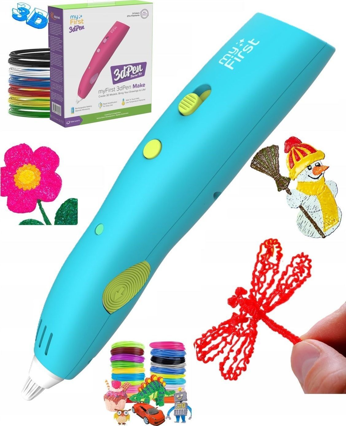 Długopis 3d 3 D Pen Długopis Dla Dzieci Zestaw + Wkłady / Myfirst / Niebieski