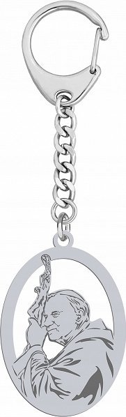 Radziszewska Jewellery Brelok do Kluczy Papież Jan Paweł II Prezent 925 Urodziny GRAWER GRATIS