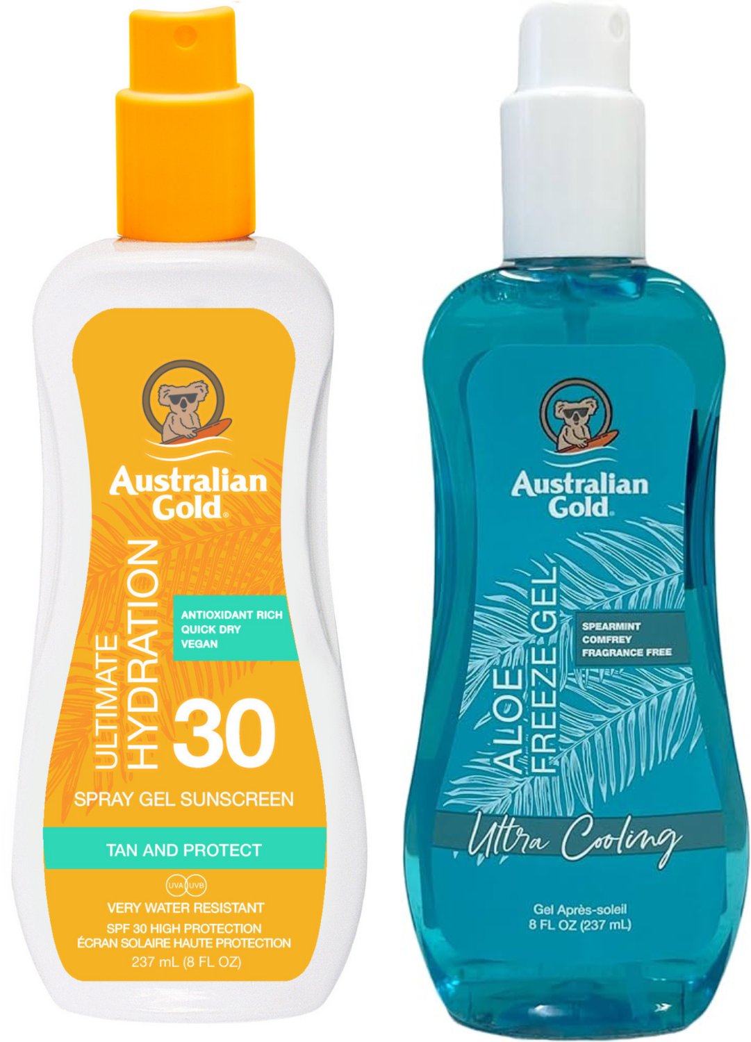 Australian Gold Żel W Sprayu Bezbarwny Z Filtrem SPF30 + Aloe Freeze Gel