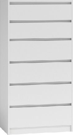 Topeshop KOMODA SZAFKA 6 SZUFLAD WYS 140CM KARO K6 BIEL