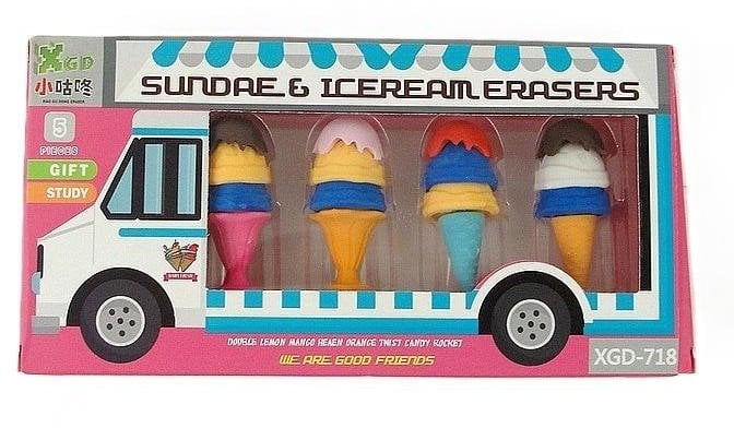 Gumki do ścierania Lody 5szt MIX