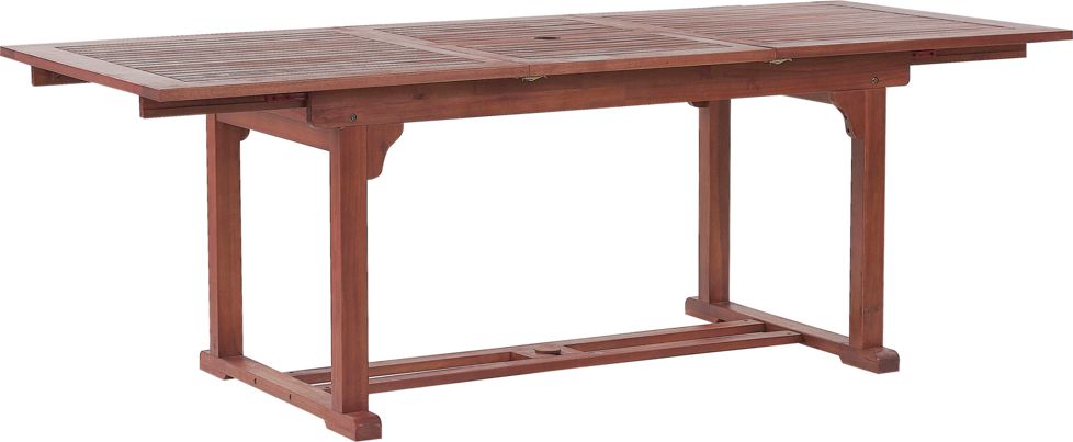 Beliani Stół ogrodowy rozkładany akacjowy 160/220 x 90 cm ciemne drewno TOSCANA