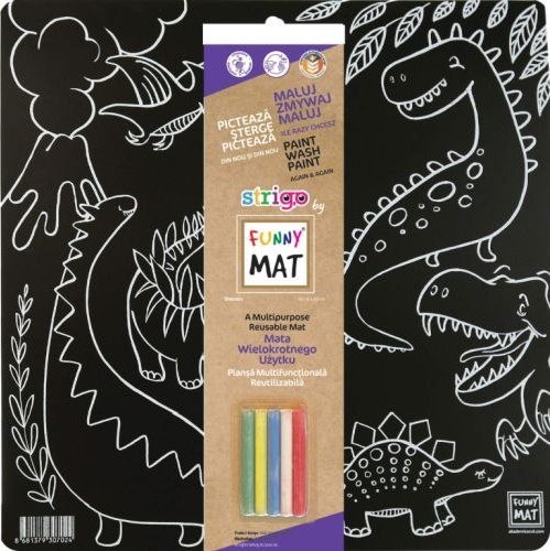 KOLOROWANKA FUNNY MAT BLACK 40x40 Dinozaury + GRATIS kredki