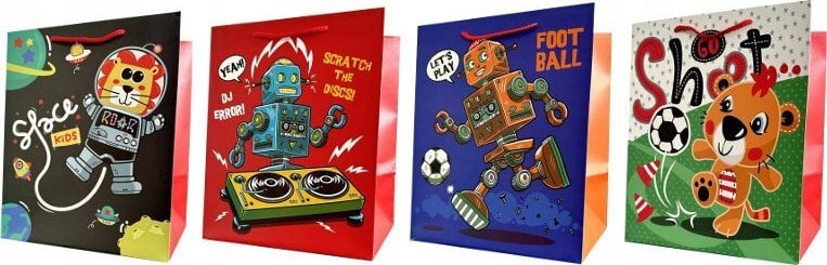 JU-PITER Torebka ozdobna prezentowa 4wz 26x32x20cm JP 4639B szerokie dno mix cena za 1 szt