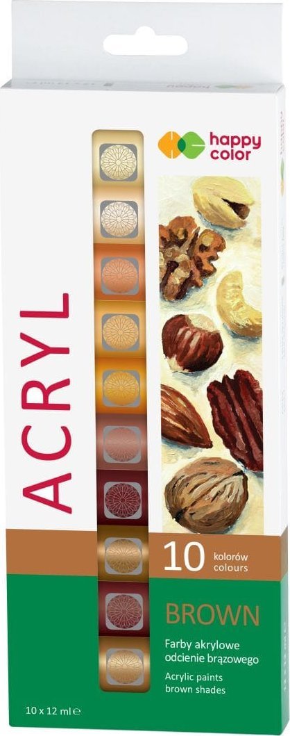 Farba akrylowa zestaw 10 kolorów x 12 ml odcienie brązowego