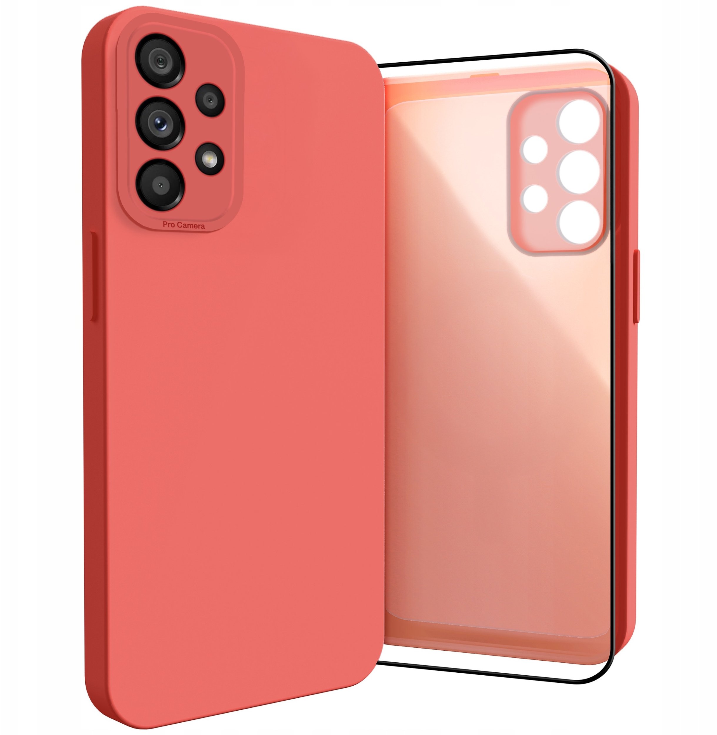 Etui do Samsung Galaxy A53 5G (Silikonowe, Osłona Kamery, Czerwone) Szkło