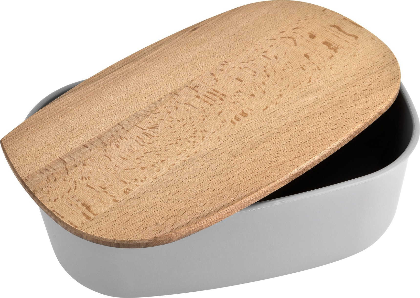 Practic Pojemnik na pieczywo z drewnianą pokrywą szary