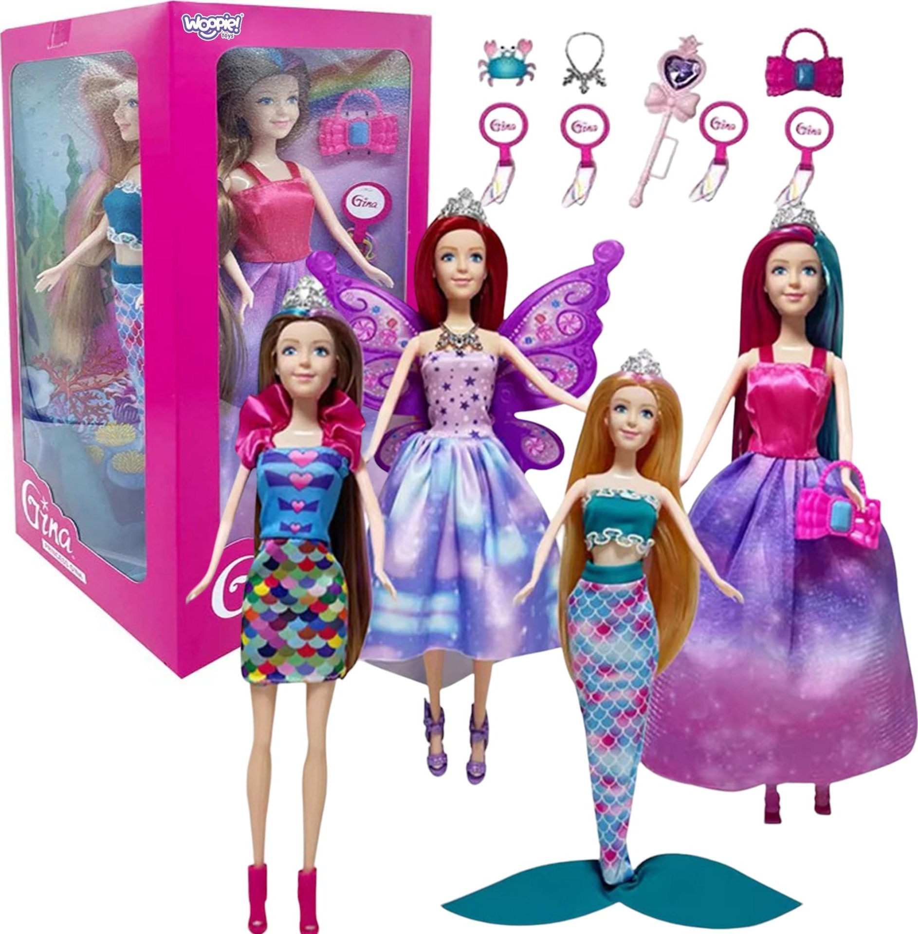 Woopie WOOPIE Zestaw 4 Magicznych Księżniczek - Box Lalek 4w1 z Akcesoriami