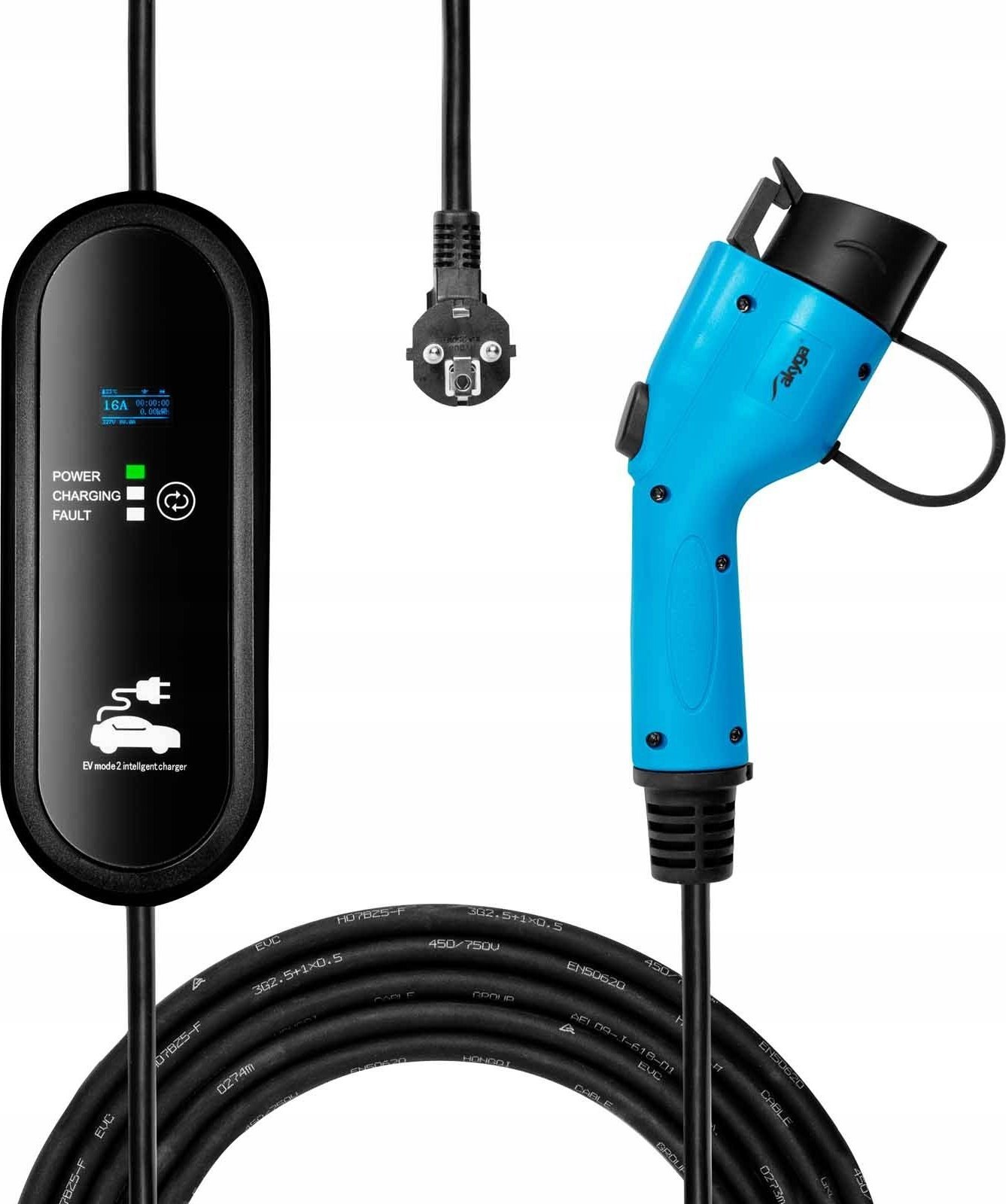 Ładowarka Akyga Ładowarka do samochodów elektrycznych Akyga AK-EC-18 Type1 LCD 1-faza 16A 3.8kW 5m