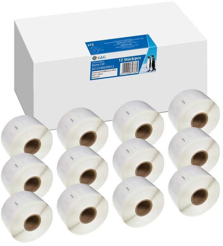 12x G&G Etiketten 36mm x 89mm sw Komp. m. Dymo 99012/ s0722400