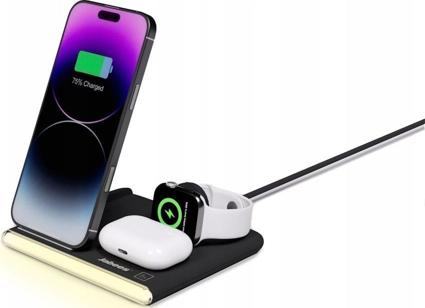 Jabees PowerGlow 4w1 Ładowarka QI na Telefon Smartwatch Słuchawki Lampa LED / Czarny