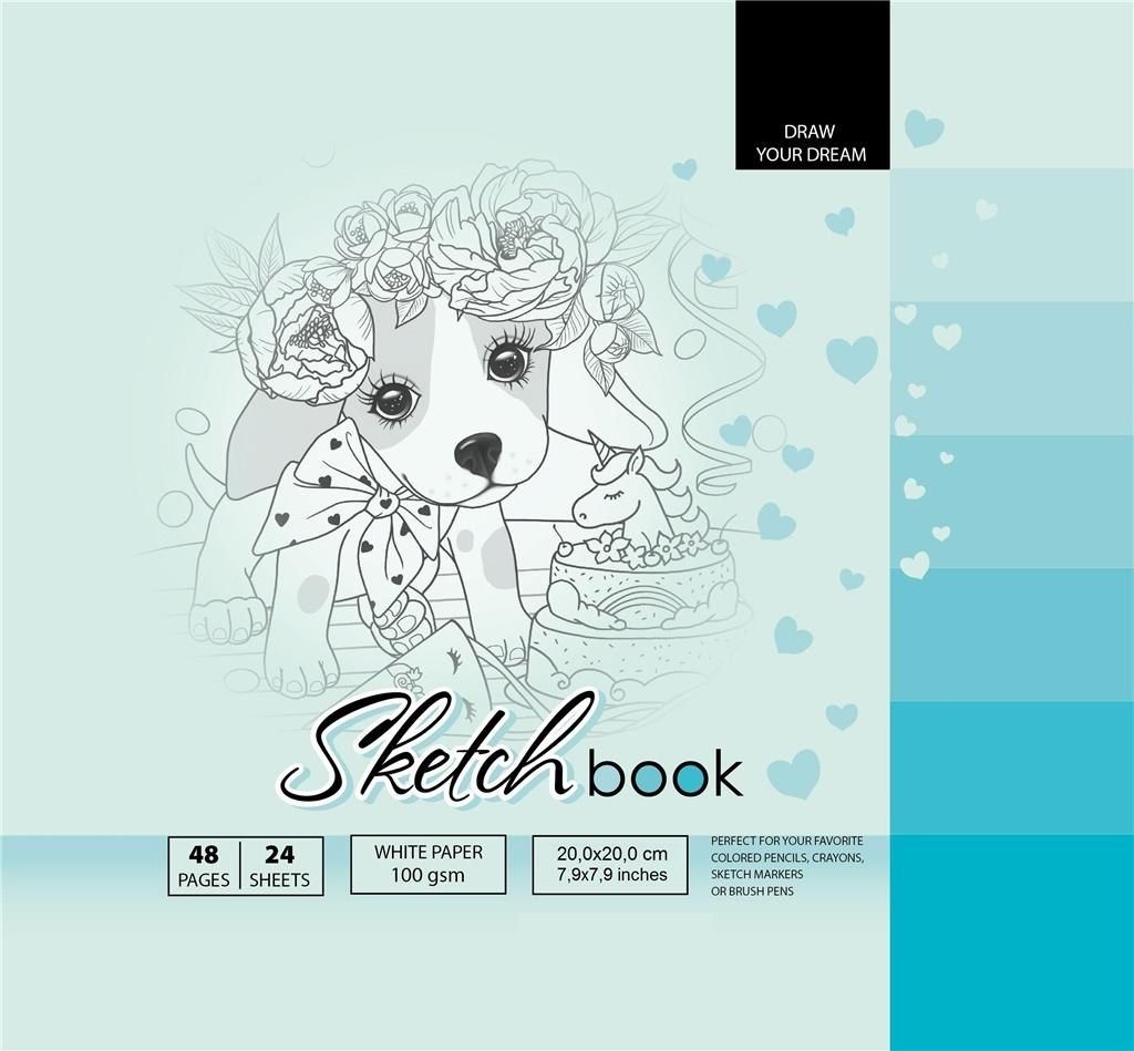 Fresh Szkicownik 20x20cm 48k niebieski