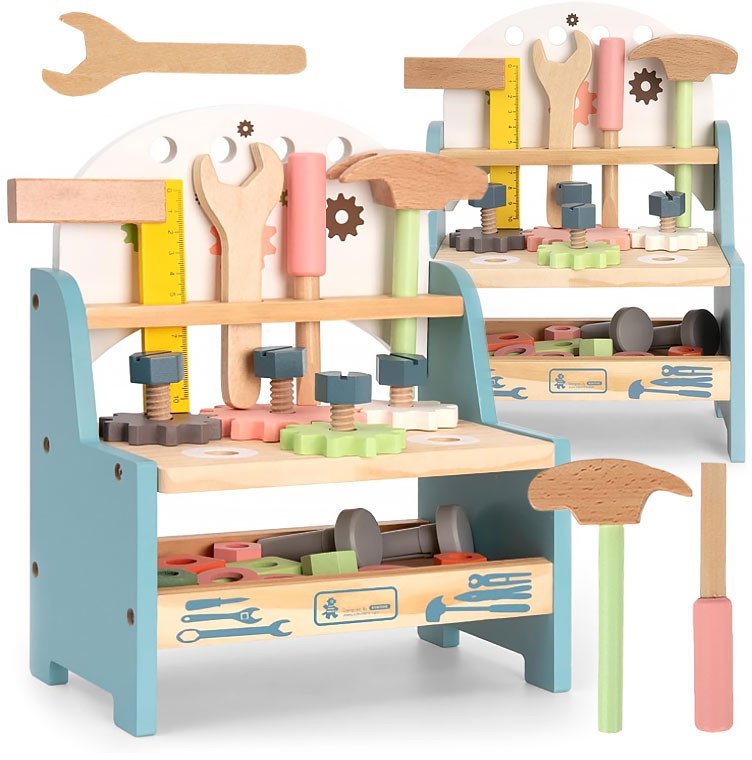 Zestaw Drewnianych Narzędzi Dla Dzieci Drewniany Warsztat Majsterkowicza
