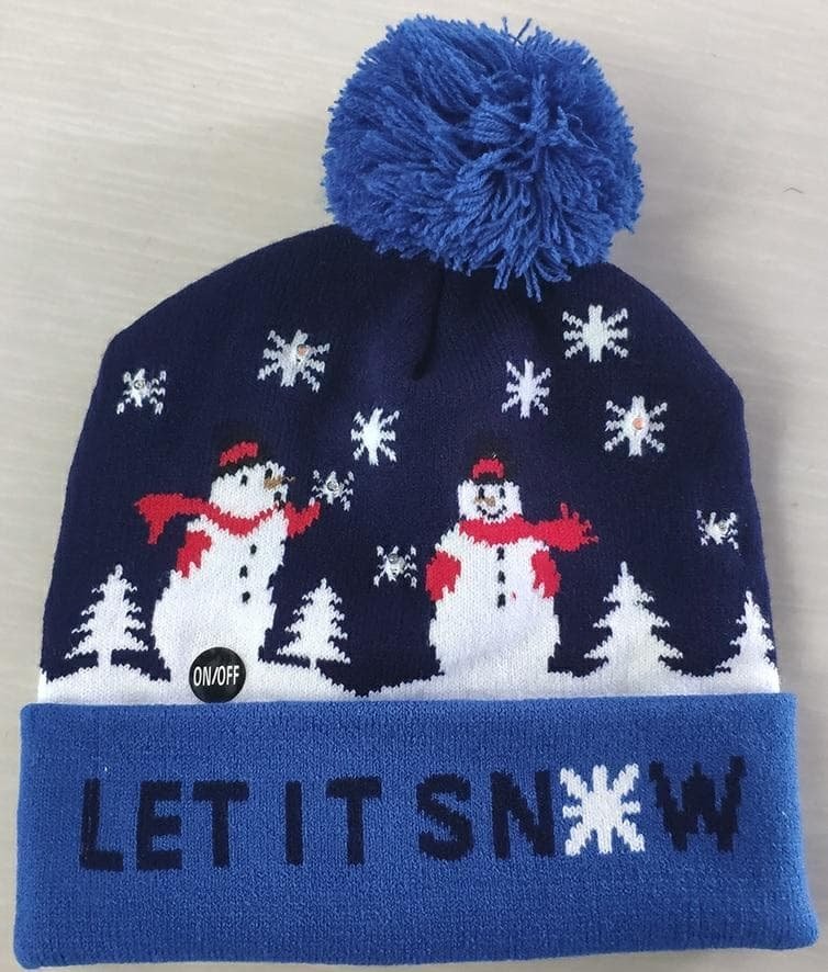 Apte ŚWIĄTECZNA CZAPKA z POMPONEM Bałwanki Podświetlenie LED RGB BQ52L