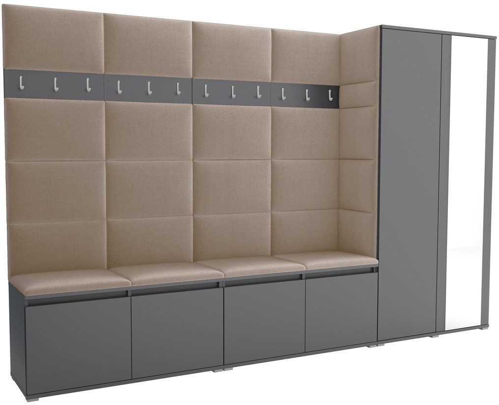 Tapicerowana garderoba Noris V z lustrem - kolor antracyt + tkanina Trinity 04