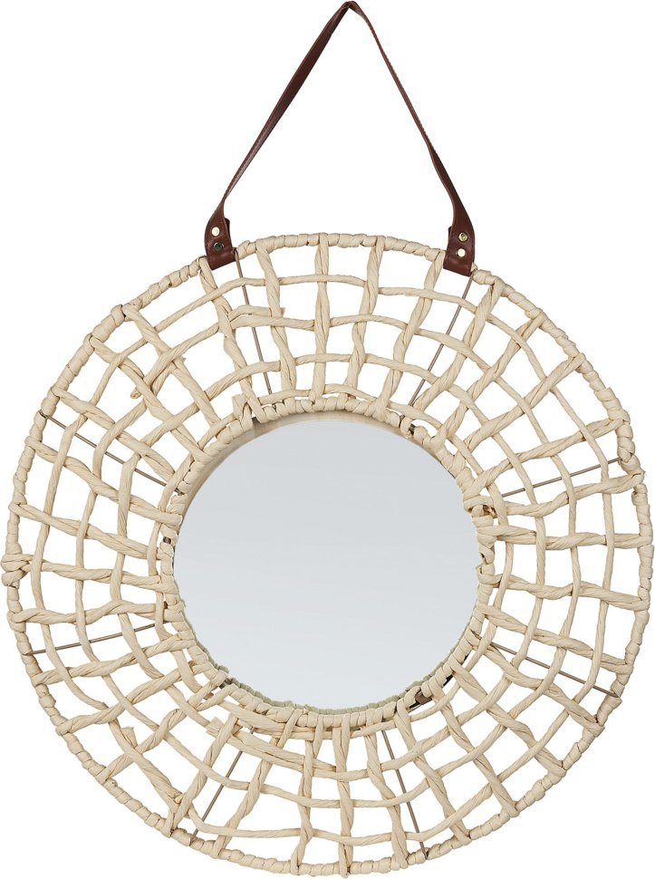 Beliani Okrągłe lustro ścienne w plecionej ramie ⌀ 60 cm naturalne PALACI!