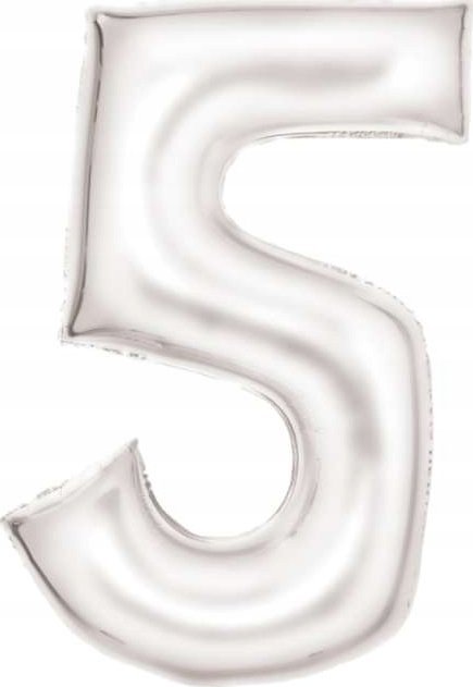 AMSCAN Balon foliowy cyfra 5 satynowa biała 86cm 9917297
