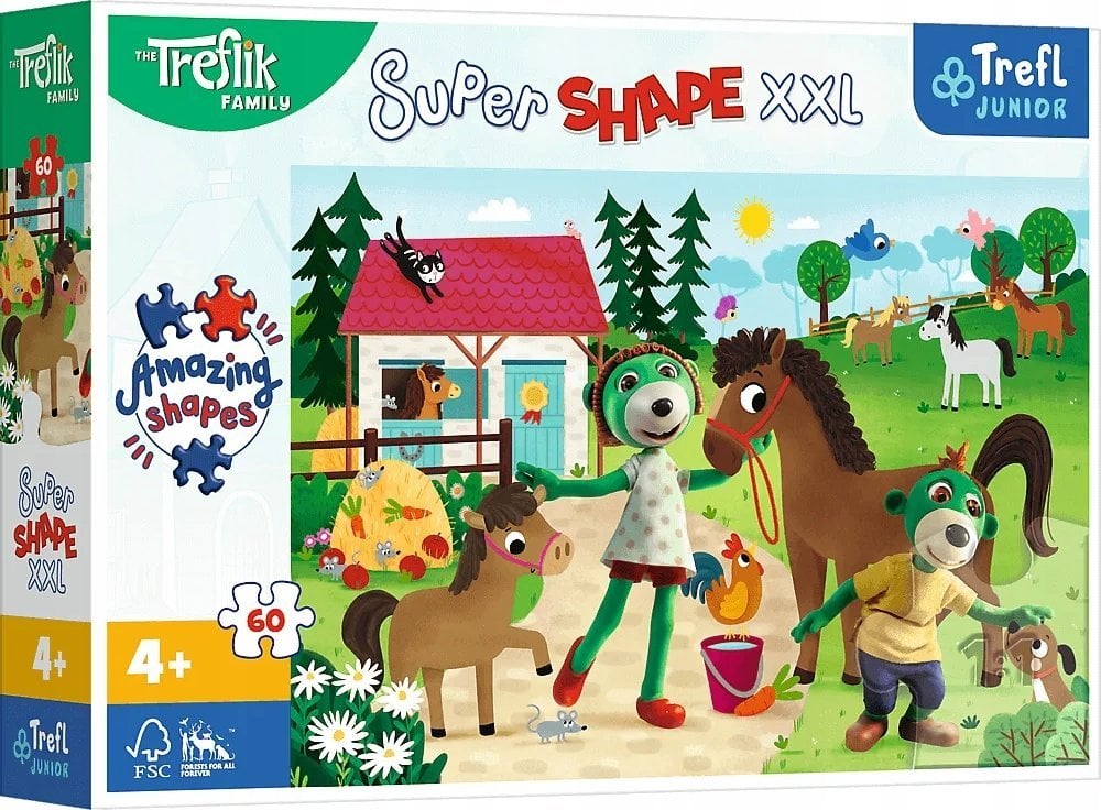 Trefl Puzzle Super Shape XXL Trefliki w stadninie koni 60 elementów (50031)