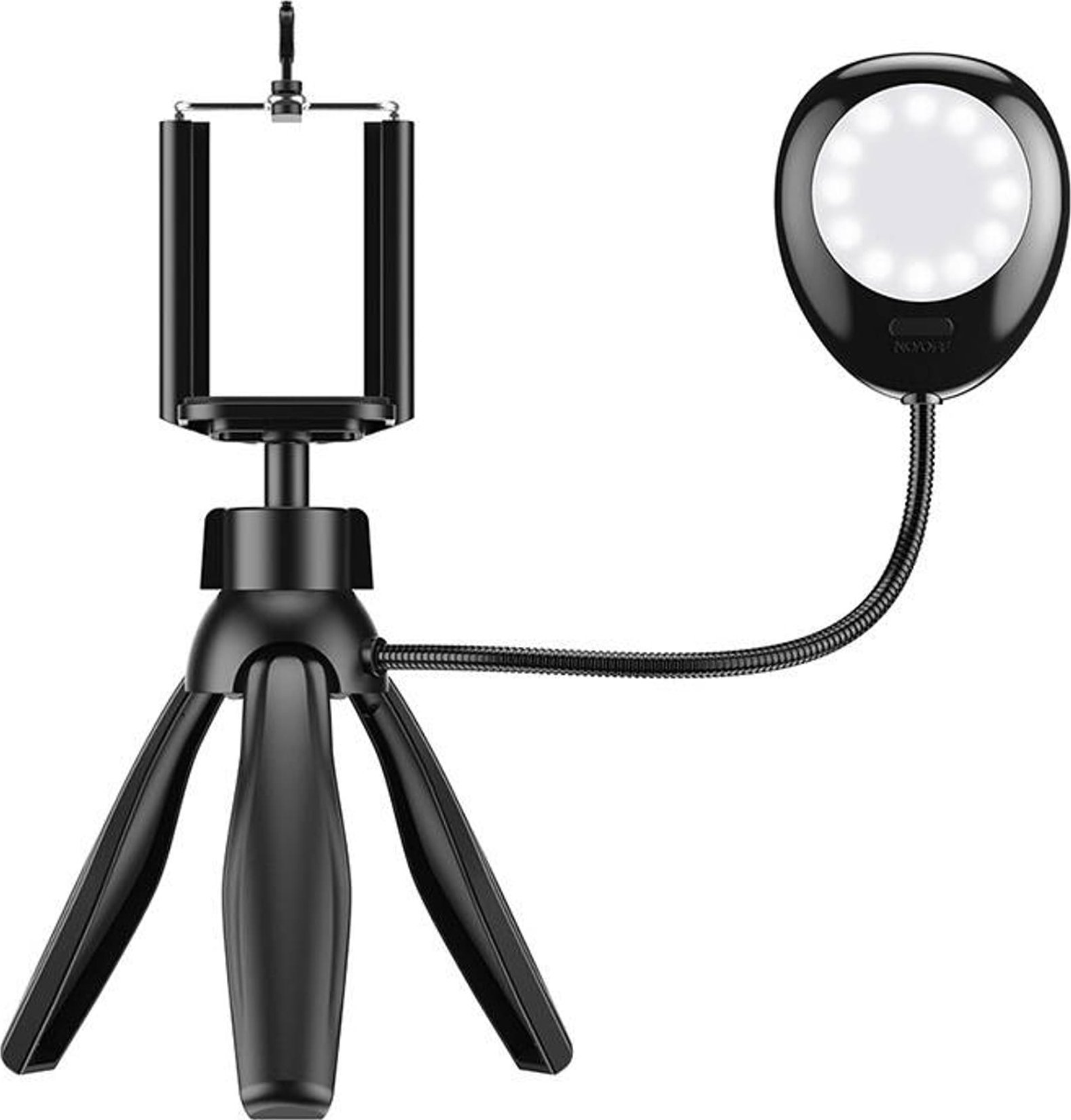 Apexel Uchwyt na telefon/statyw APEXEL APL-JJ21FL z lampą LED (czarny)