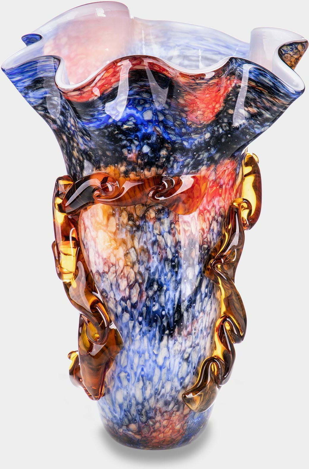 rzezbyzbrazu Wazon Szklany w Stylu Murano Falowany Wulkan Duży