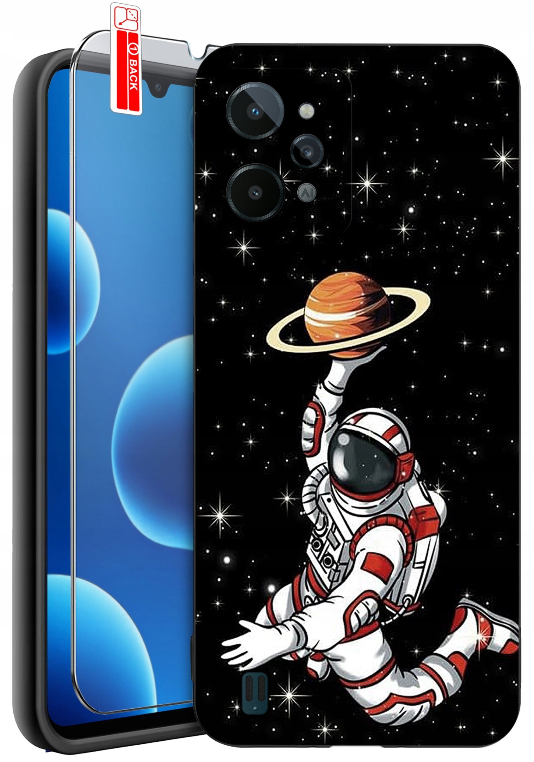 ETUI do Realme C31| WZORY | SILIKONOWE MATT CASE + SZKŁO 9H