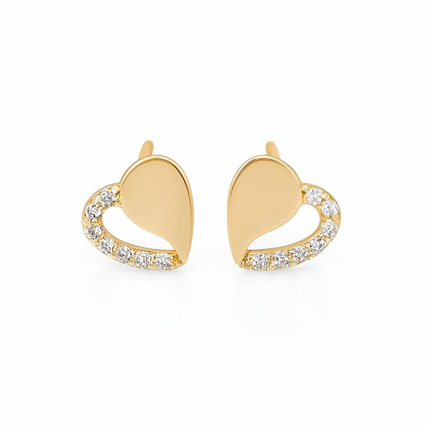 Caspol Złote Kolczyki Serduszka z Cyrkoniami KL.03288 biżuteria damska złoto 585