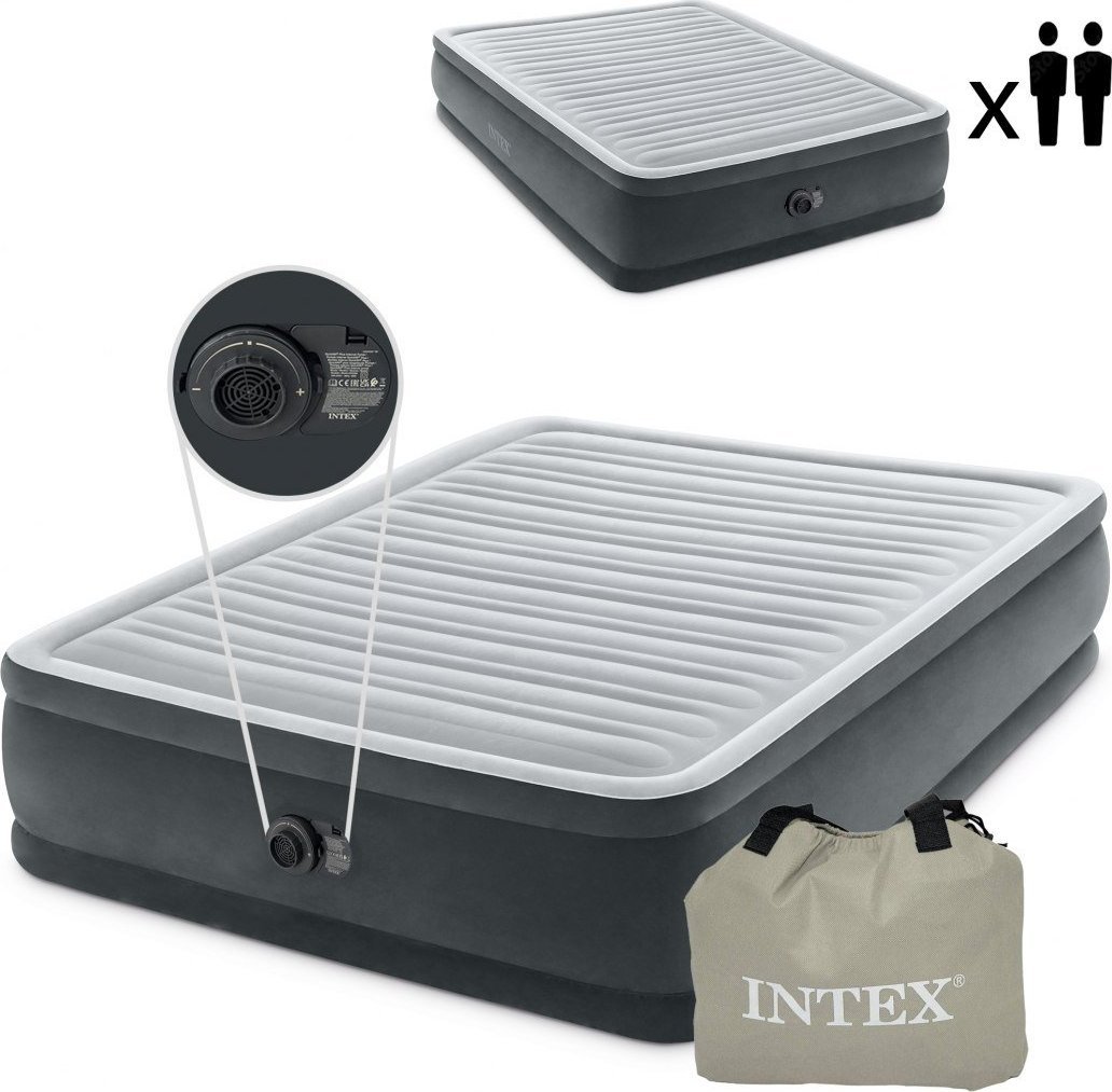 Intex Materac dmuchany 203x152cm z pompką 2-osobowy DELUXE 64414ND