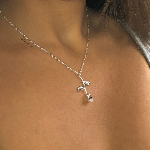 OTIEN Naszyjnik damski z Różą srebrny