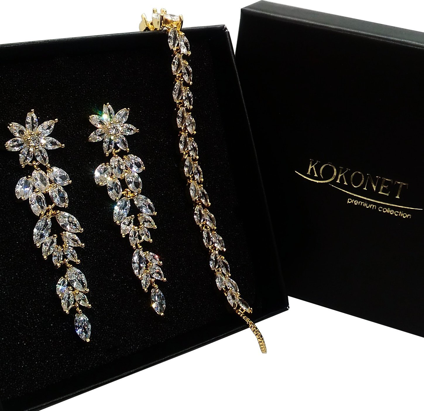 KOKONET Kolczyki i bransoletka w zestawie pudełko gratis prezent na ślub