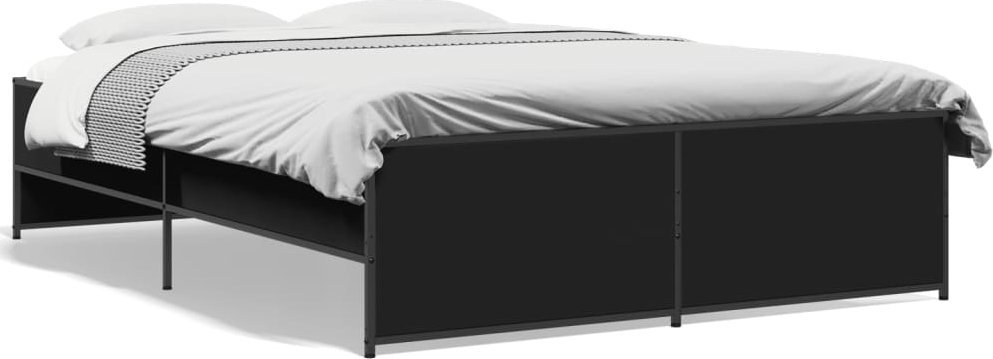 vidaXL vidaXL Rama łóżka, czarna, 120x200 cm, materiał drewnopochodny i metal
