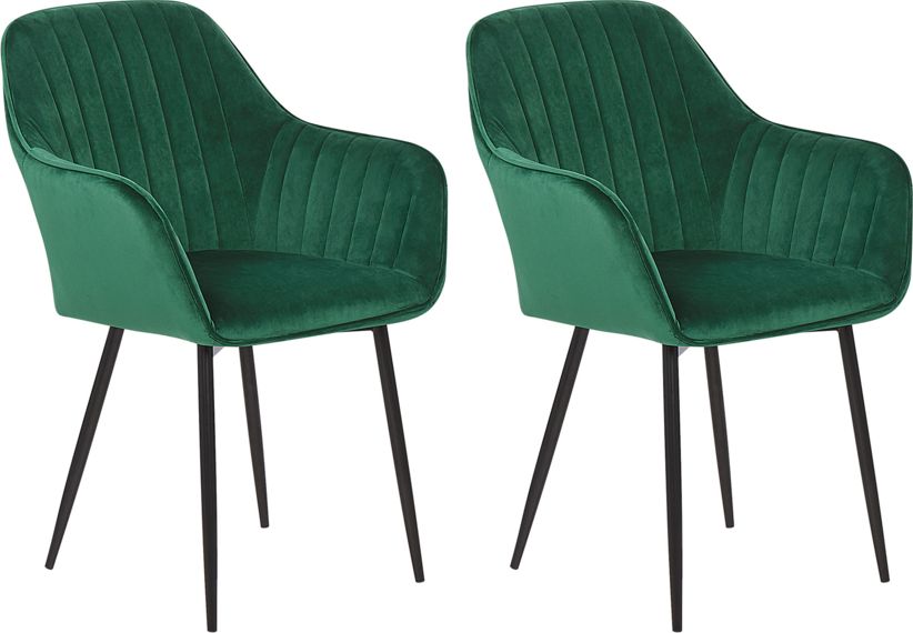 Beliani Zestaw 2 krzeseł do jadalni welurowy zielony WELLSTON