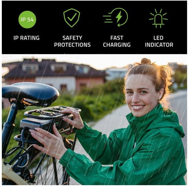 QOLTEC 50333 Szybka Ładowarka do roweru skutera elektrycznego 36V 42V 2A 5.5x2.5 wodoodporna +kabel zasilający