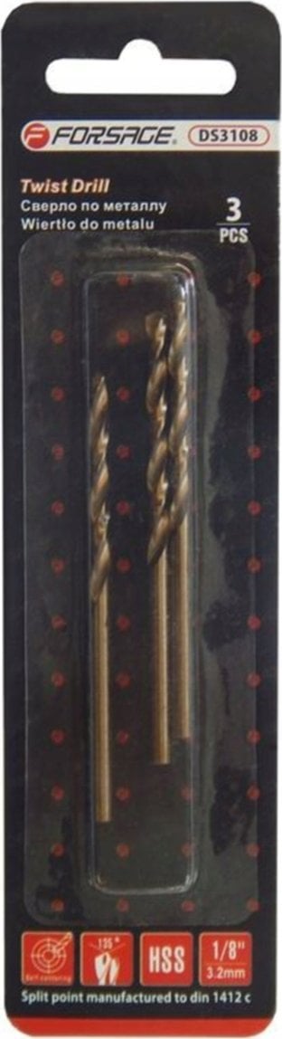 Wiertło Forsage Wiertło do metali 3.2mm HSS+Co(3szt)